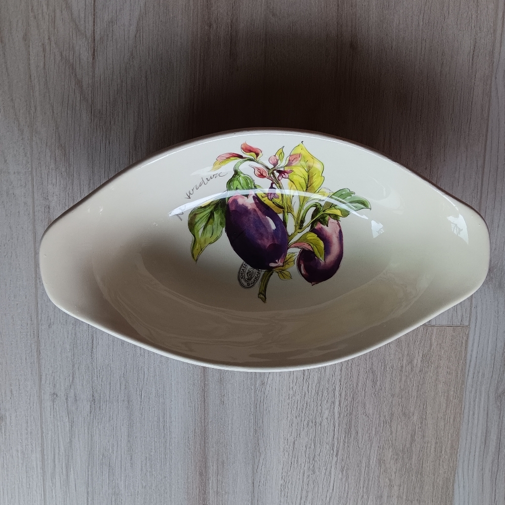 Effetti Home Oval Serving Dish Made it Italy Vegetable Picture 12" Ivory Purple